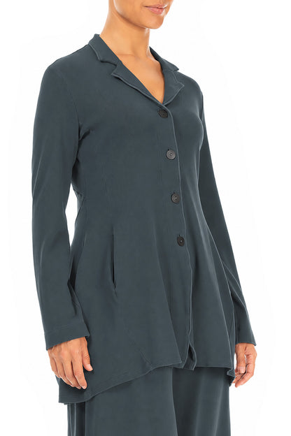 Jacke aus Schiefergrau-Baumwolle mit Kragen
