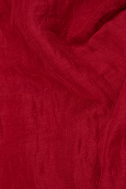 Collar Textured Cherry Red Silk Linen Jacket 5