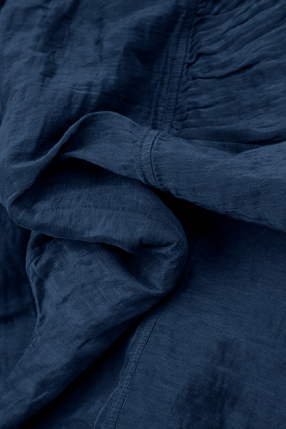 Collar Textured Royal Blue Silk Linen Jacket 5