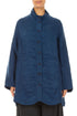 Collar Textured Royal Blue Silk Linen Jacket 1