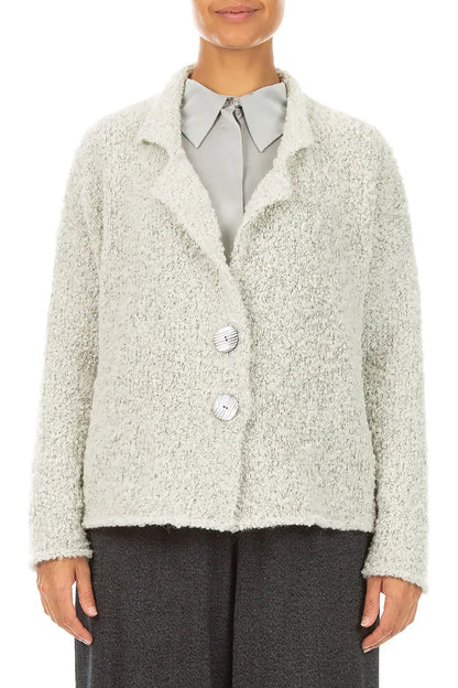 Gilet en Laine d’alpaga chinée perle à col