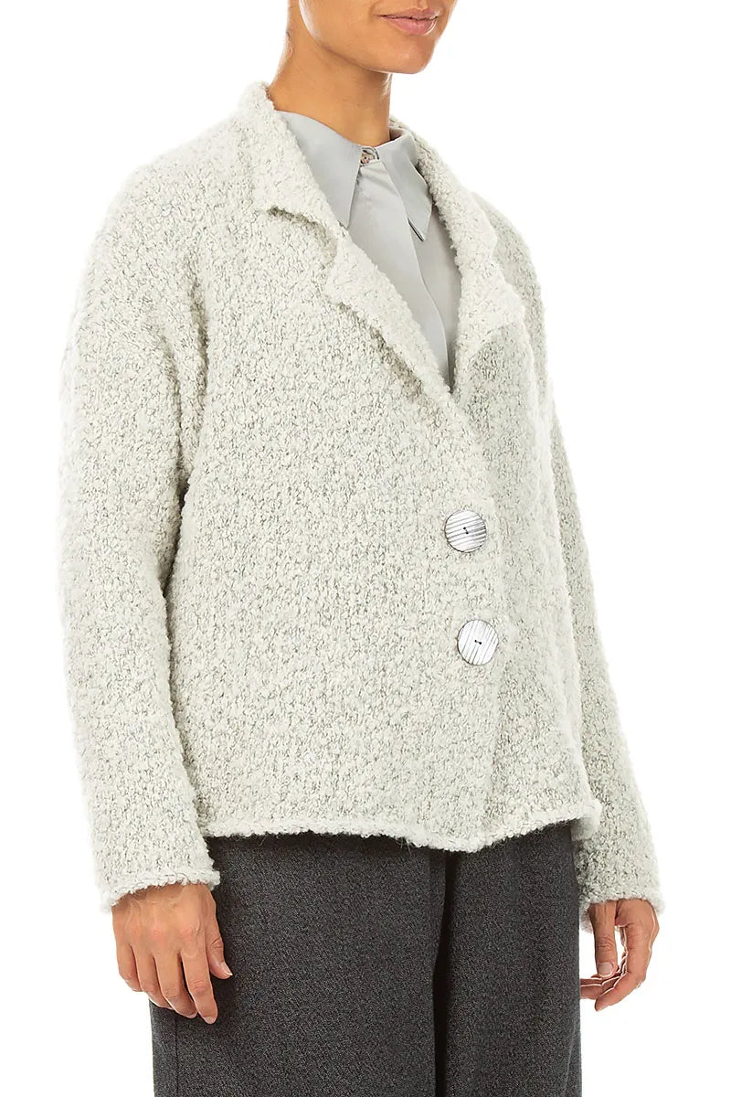 Gilet en Laine d’alpaga chinée perle à col