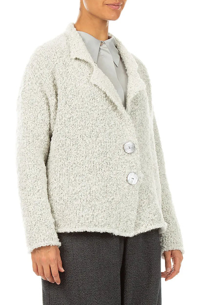 Gilet en Laine d’alpaga chinée perle à col