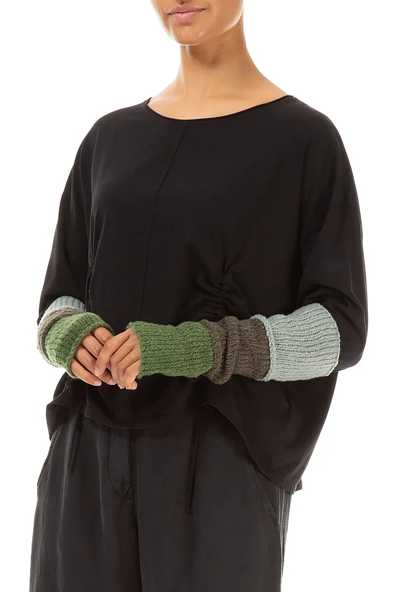 Colour Block Khaki &amp; Sage Wool Wristlets 1