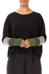 Colour Block Khaki & Sage Wool Wristlets 3