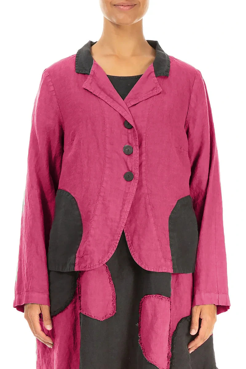 Contrast Detail Fuchsia Linen Jacket 1