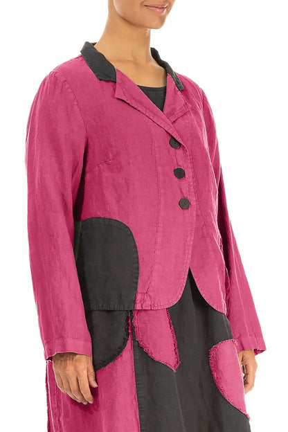 Contrast Detail Fuchsia Linen Jacket 3