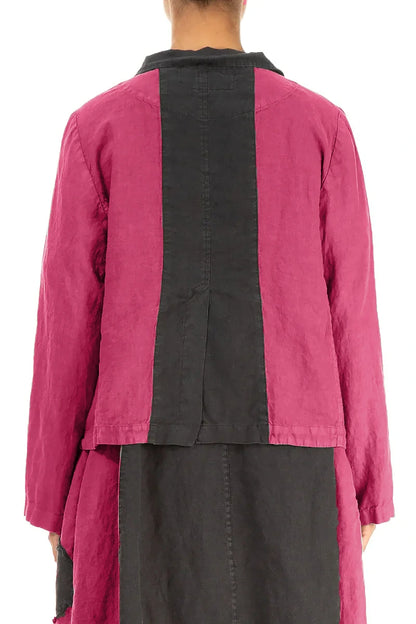 Contrast Detail Fuchsia Linen Jacket 2