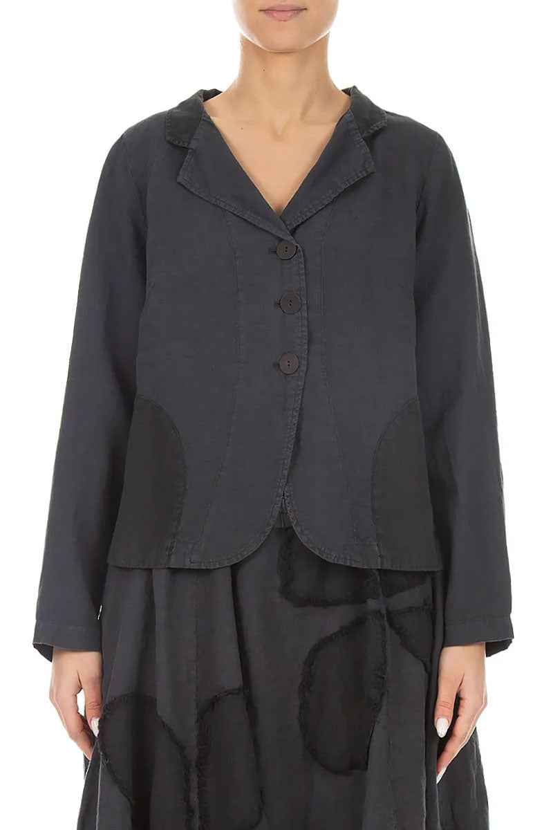 Contrast Detail Graphite Linen Jacket 1