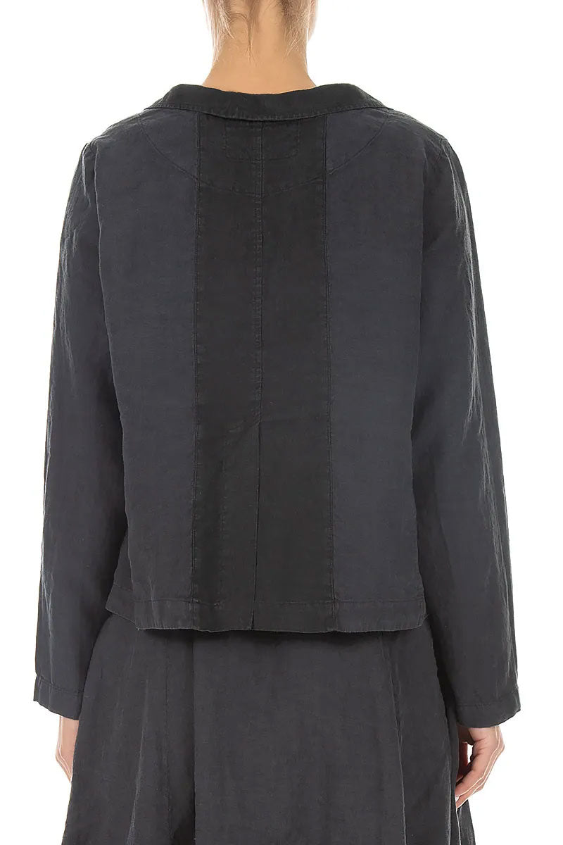 Contrast Detail Graphite Linen Jacket 2