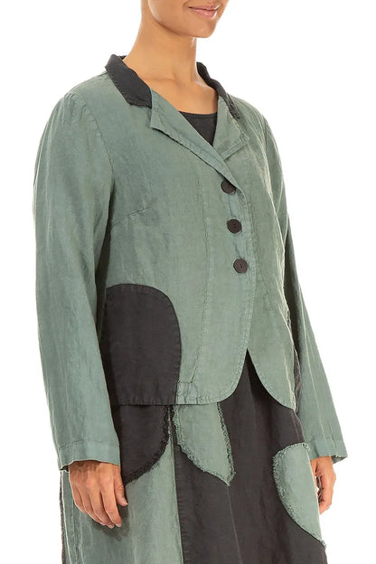 Contrast Detail Sage Linen Jacket 3