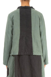 Contrast Detail Sage Linen Jacket 2