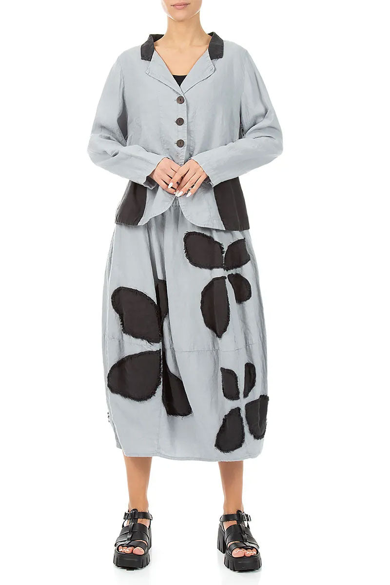 Contrast Detail Silver Grey Linen Jacket 4