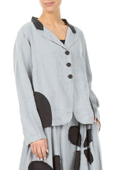 Contrast Detail Silver Grey Linen Jacket 3