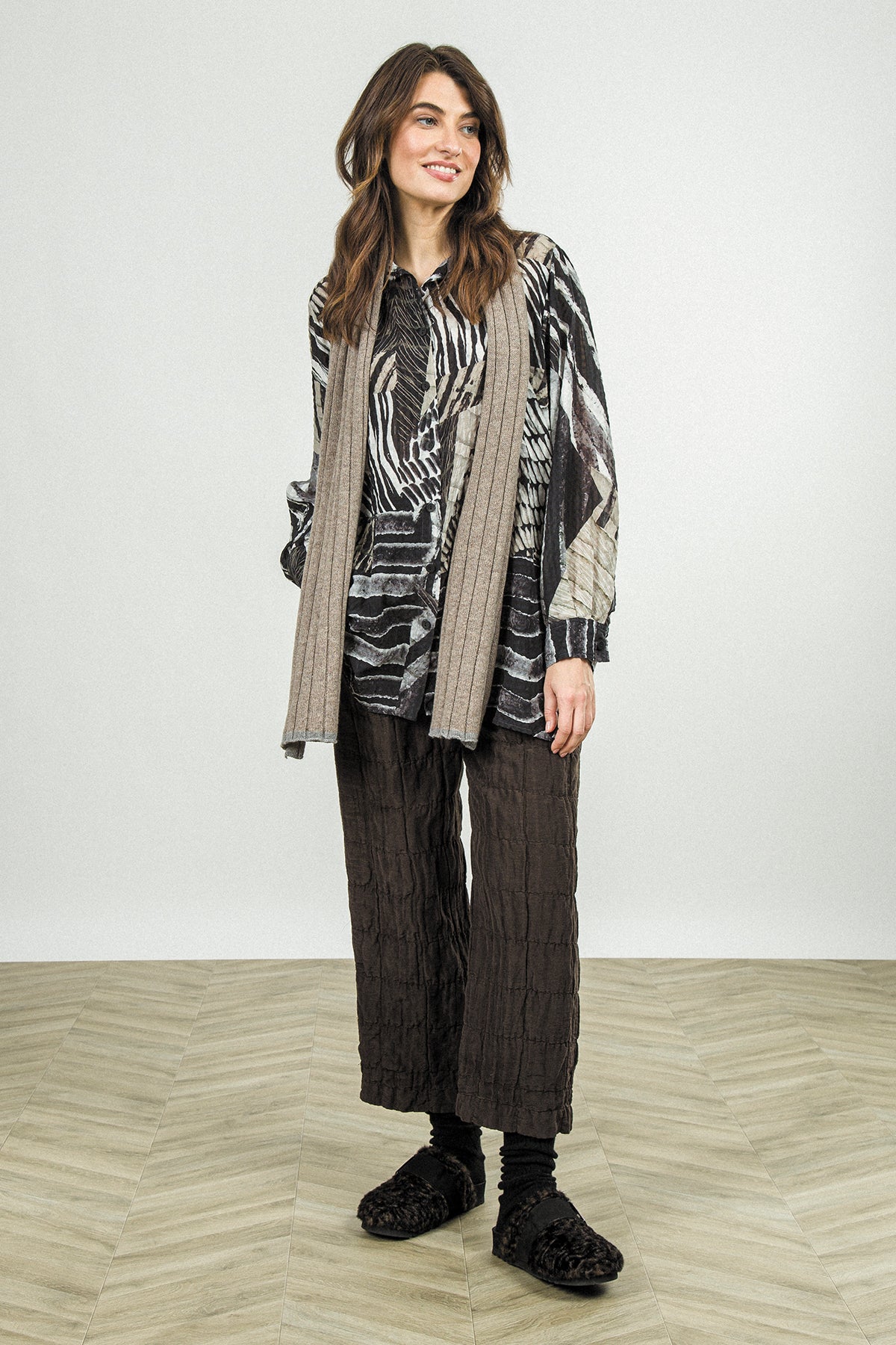 Contrast Edge Light Grey Cashmere Scarf 6