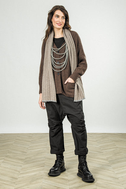 Contrast Edge Light Grey Cashmere Scarf 5