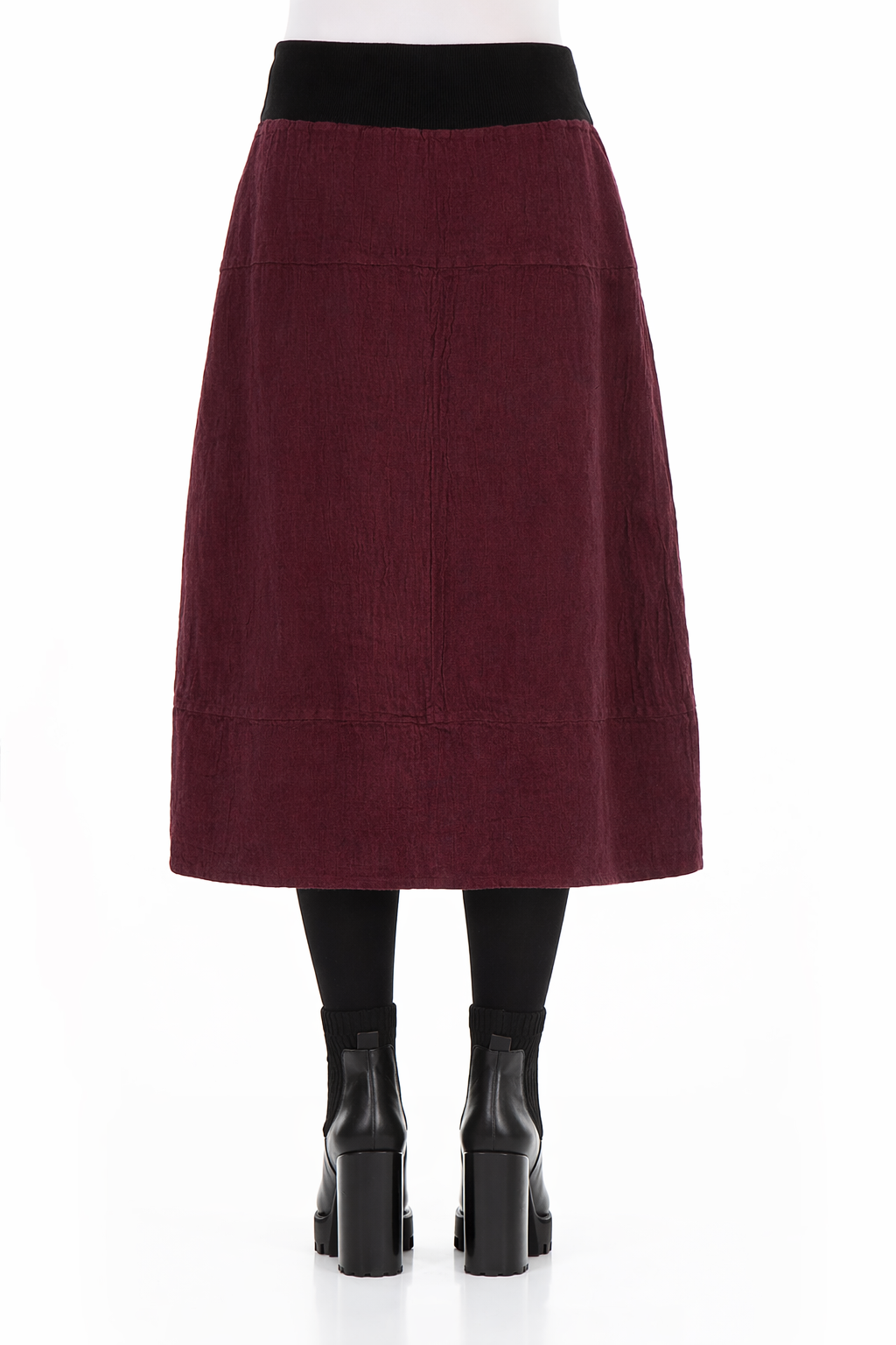 Cotton Waist Magenta Mélange Linen Skirt 3