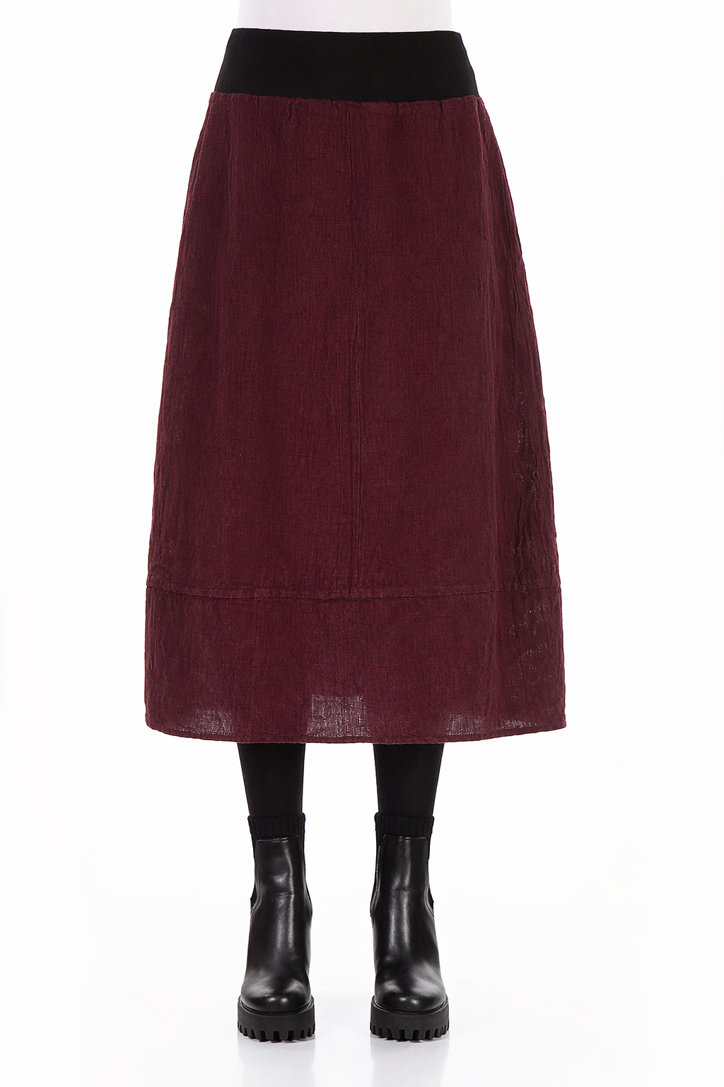 Cotton Waist Magenta Mélange Linen Skirt 1