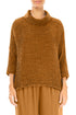 Cowl Neck Aged Copper Plissé Silk Blouse 1