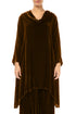 Cowl Neck Asymmetric Golden Olive Silk Velvet Tunic 1