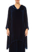 Cowl Neck Asymmetric Royal Blue Silk Velvet Tunic 1