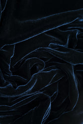 Cowl Neck Asymmetric Royal Blue Silk Velvet Tunic 5