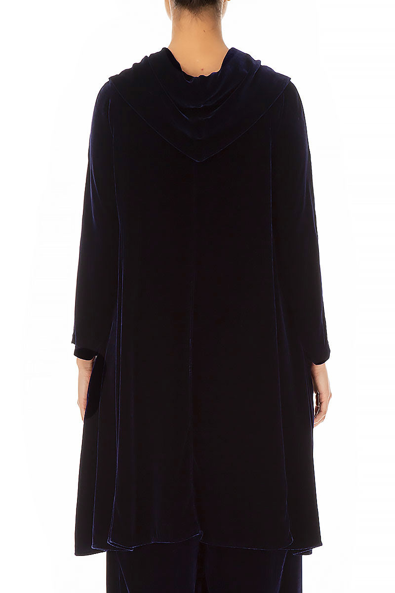 Cowl Neck Asymmetric Royal Purple Silk Velvet Tunic 2