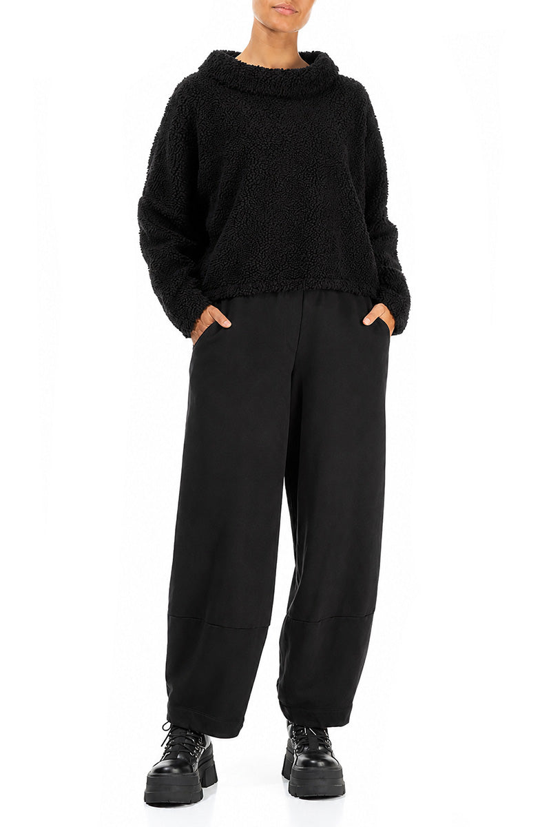 Cowl Neck Black Teddy Cotton Jumper 4