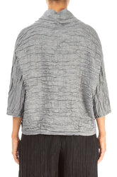 Cowl Neck Crinkled Black Silver Silk Blouse 2