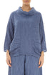 Cowl Neck Crinkled Blue Nova Silk Blouse 1