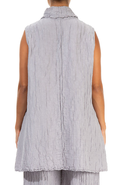 Cowl Neck Crinkled Lilac Grey Silk Tunic 2
