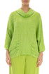 Cowl Neck Crinkled Lime Silk Blouse 1
