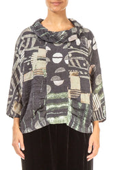 Cowl Neck Crinkled Moonlight Silk Blouse 1