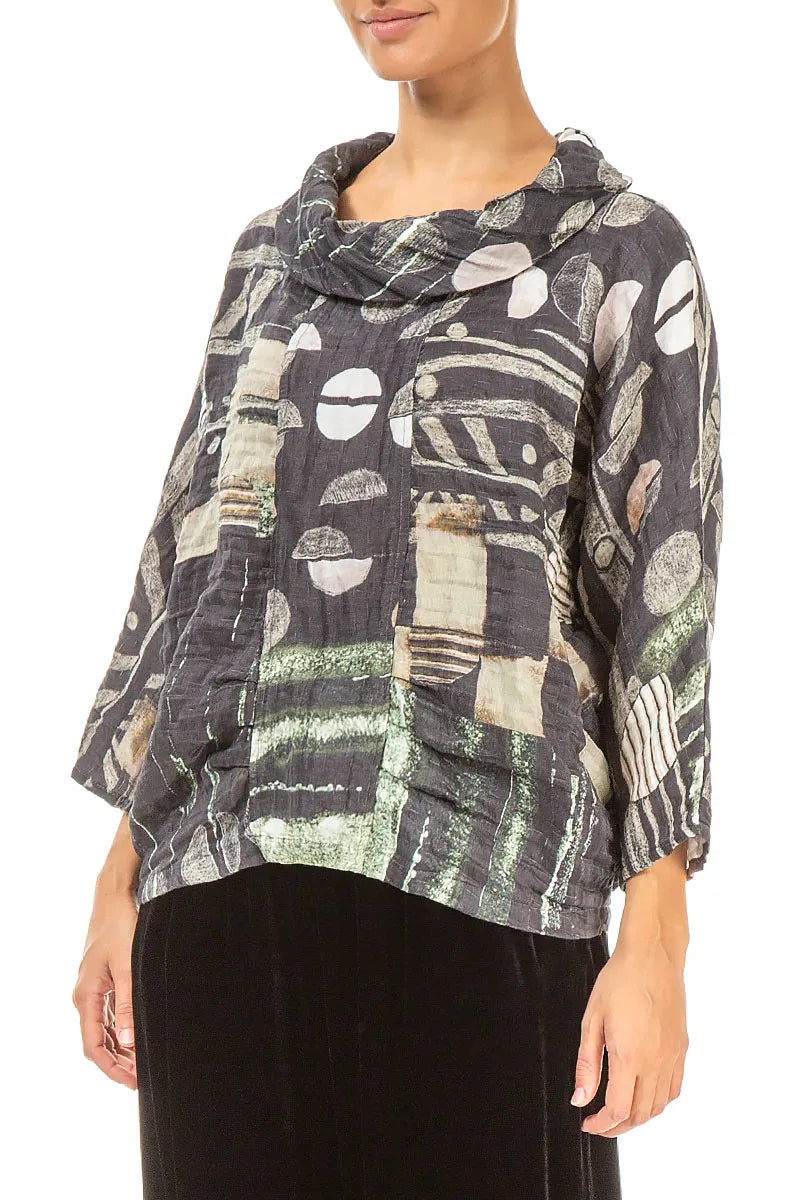 Cowl Neck Crinkled Moonlight Silk Blouse 3