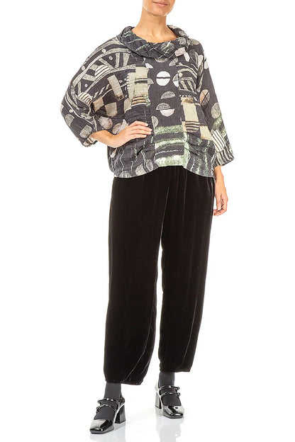 Cowl Neck Crinkled Moonlight Silk Blouse 4