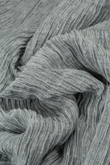 Cowl Neck Crinkled Grey Sage Silk Dress 5