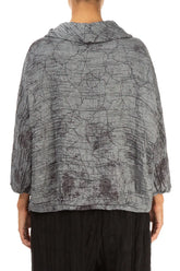 Cowl Neck Crinkled Silver Marble Silk Blouse 2