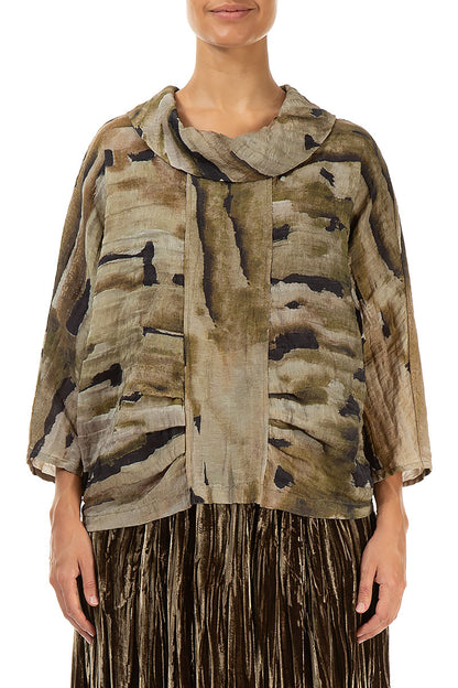 Chemisier en soie terra froissée à col bénitier