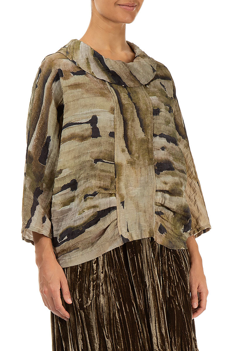 Chemisier en soie terra froissée à col bénitier