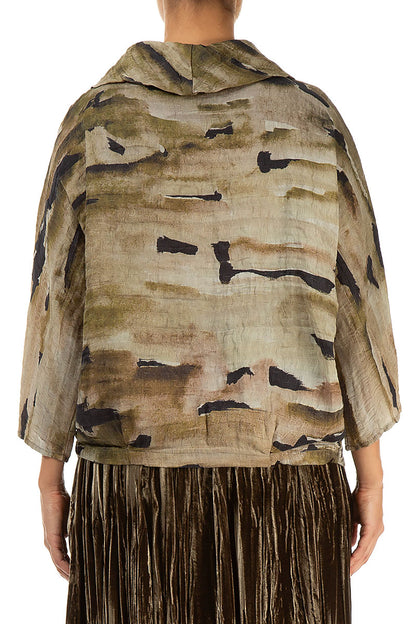 Chemisier en soie terra froissée à col bénitier