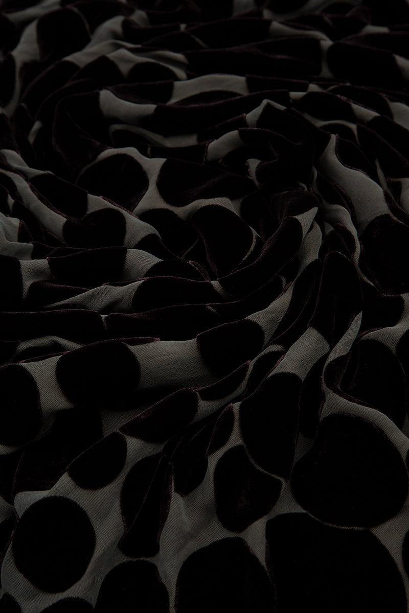 Cowl Neck Devoré Bubbles Black Silk Velvet Blouse 5