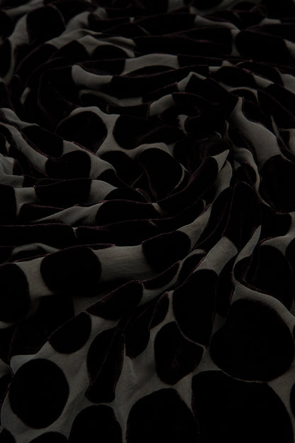 Cowl Neck Devoré Bubbles Black Silk Velvet Blouse 5