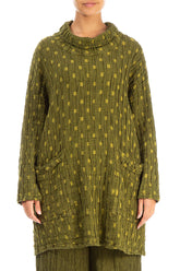 Cowl Neck Golden Lime Textured Linen Tunic 1