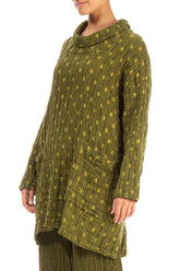 Cowl Neck Golden Lime Textured Linen Tunic 3