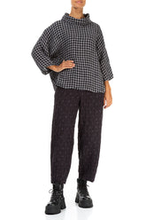 Cowl Neck Grey Check Linen Blouse 4