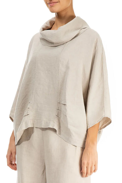 Cowl Neck Natural Linen Blouse 3