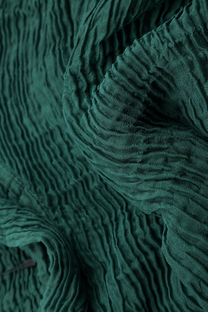 Cowl Neck Peacock Plissé Silk Dress 5