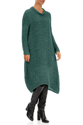 Cowl Neck Peacock Plissé Silk Dress 3