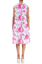 Cowl Neck Peony Blossom Linen Midi Dress 2