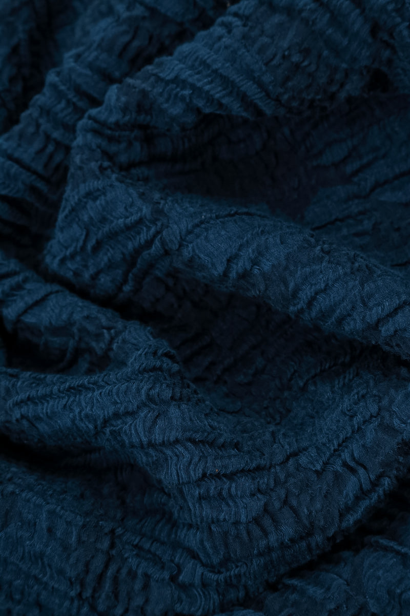 Cowl Neck Royal Blue Circle Silk Linen Blouse 5